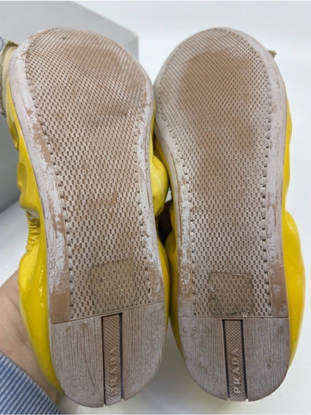 Prada Yellow Patent Leather Bow Ballet Flats - Picture 5 of 8